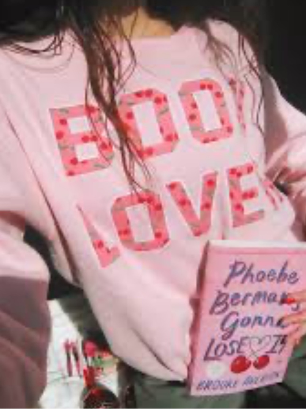 BOOK LOVER CHERRY COTTAGE VARSITY CREWNECK!!! New! S